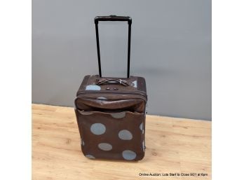 Hartman Luggage Rolling Suitcase Brown W/ Blue Polka Dots