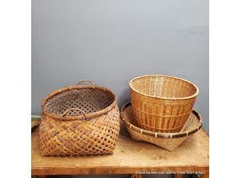 Three Large Woven Baskets