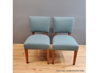 2 Room & Board Blue Upholstered Dining Chairs