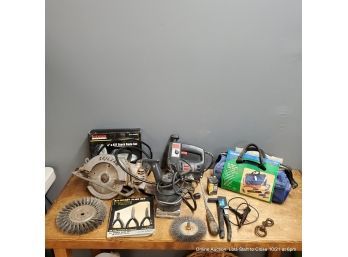 Wormdrive Saw, Skil Saw, Orbital Sander, Assorted Tools, Wire Brushes Etc.