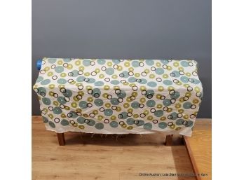 Roll Of Linen Upholstery Fabric With Blue And Green Modern Print