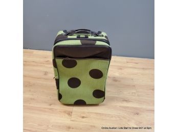 Hartman Luggage Rolling Carry On Suitcase Green W/ Polka Dots