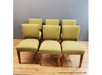 6 Room & Board Green Upholstered Dining Chairs