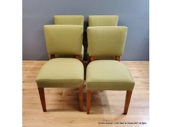 4 Room & Board Green Upholstered Dining Chairs