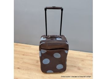 Hartman Luggage Rolling Carry On Brown W/ Blue Polka Dots