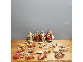 Assorted Italian Carved And Molded Christmas Nativity Figurines (16)