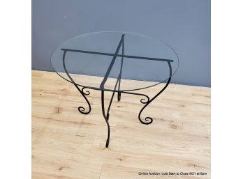 Folding Wrought Iron Table With Glass Top