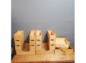 Large Lot Of Stacking Wood Organizers