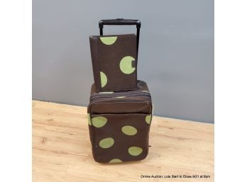 Hartman Luggage Rolling Carry On & Notebook Brown W/ Polka Dots