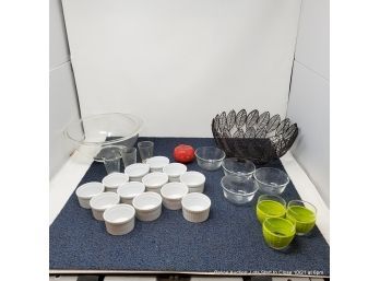Assorted Ramekins, Bodum Espresso Cups, Measuring Cups, Mixing Bowl, Fruit Bowl