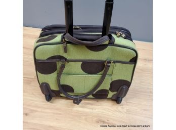 Hartman Luggage Small Carry On Bag Green W/ Polka Dots