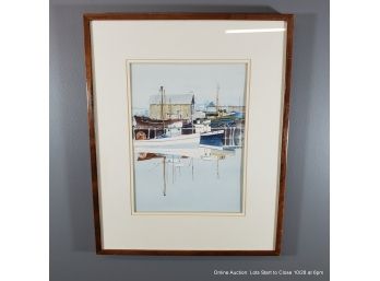 Paul Tietje Watercolor On Paper La Conner Boatworks