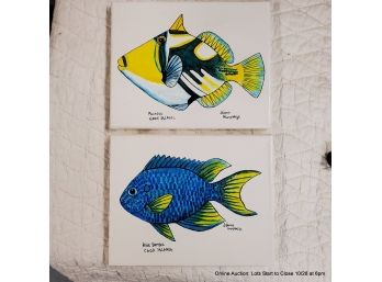 Jeanne Humphreys Acrylic On Canvas Picasso And Blue Damsel Fish