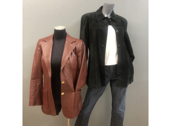 Lot Of 2 Vintage Leather Blazers