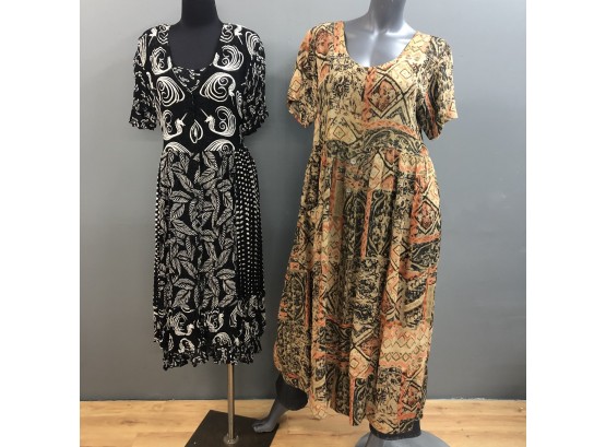 Lot Of 2 Vintage Printed Dresses