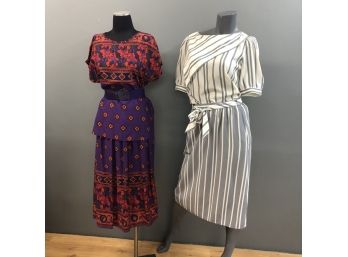 Lot Of 2 Vintage 3-piece Dresses