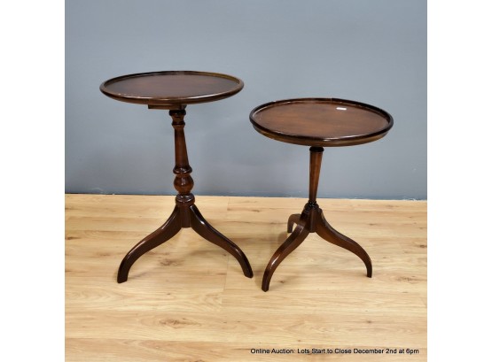 Two Small Round Pedestal Tables