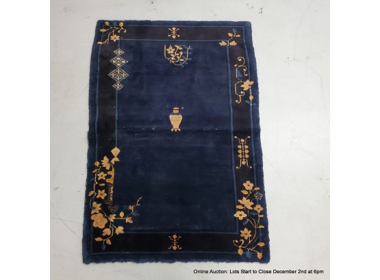 Chinese Hand Knotted Carpet Navy Blue