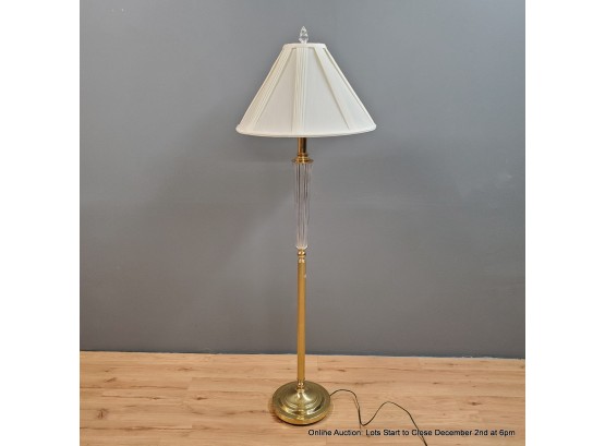 Waterford Brass And Crystal Floor Lamp With Crystal Finial