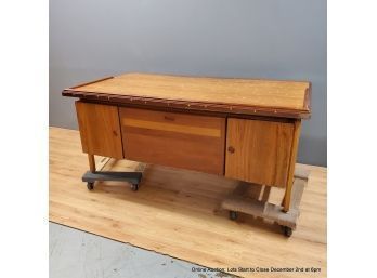 Handmade Two Sided Office Desk/bar With Inlaid Polka Dots