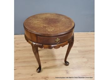 Round Side Table With One Drawer By Baker