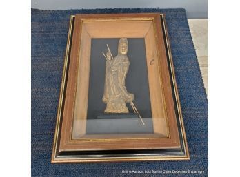 Carved Khuan Yin In Shadow Box Frame