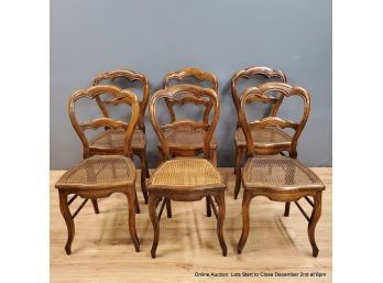 Set Of Six Dining Chairs With Caned Seats