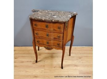 Marble Top Serpentine Front Chest With Three Drawers
