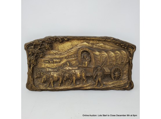 Cast Bronze, Covered Wagon, Frieze With Mounting Holes