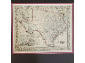19th Century Hand-Colored Map Of Texas
