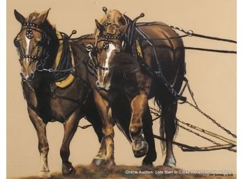 Joy Gordon, Two Horse Power, Pastel On Paper, 1983