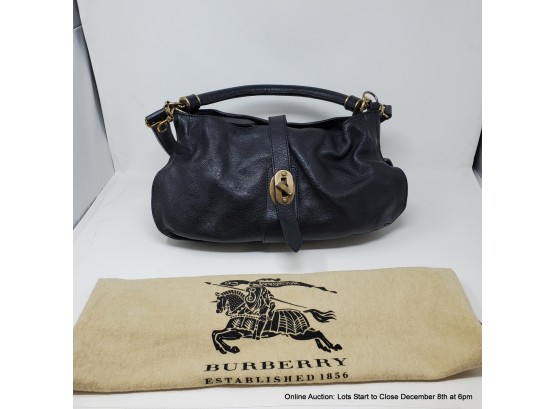 Burberry Black Leather Bag With Brass Hardware With Dust Bag