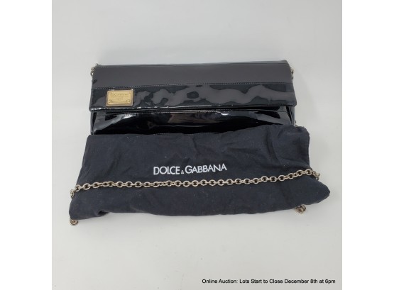 Dolce & Gabbana Patent Miss Martini Silver Chain Crossbody Strap, With Dust Bag