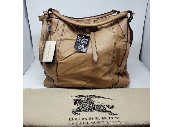 Burberry, Oversized Leather Large Lymington Hobo, Dark Bronze Amber With Dustbag