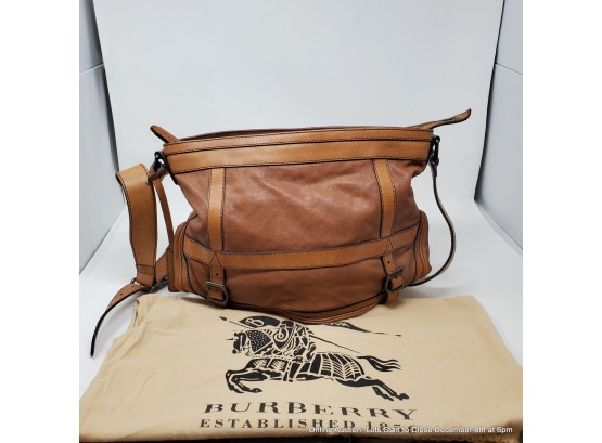 Burberry Brown Leather Crossbody Bag With Dust Bag