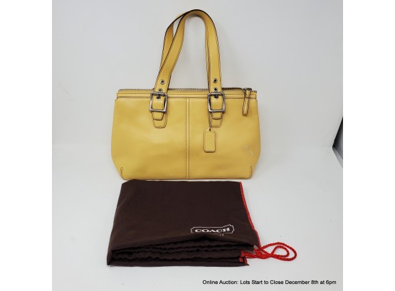 Coach Yellow Leather Shoulder Bag With Dust Bag