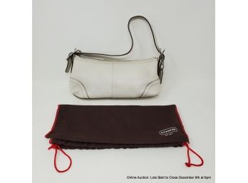 Coach White Leather Shoulder Bag With Dust Bag