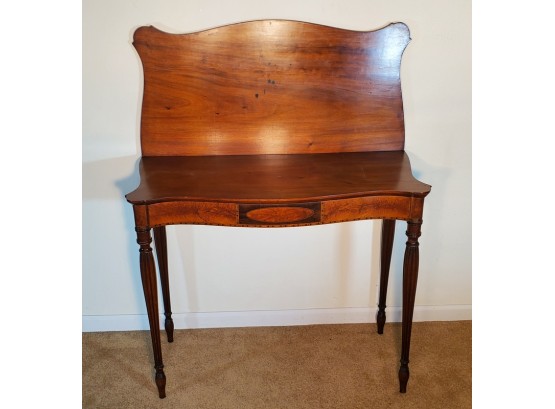 American Federal Mahogany Game Table With Reeded Legs And Inlaid Apron