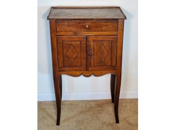 Mahogany Side Table With Two Doors And A Single Drawer.