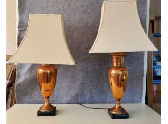 Pair Of Stunning Copper Lamps