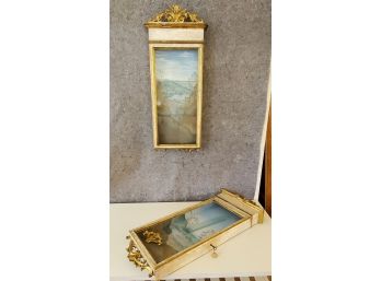 Pair Of Wall-mounted Vitrine Cabinets With Hand-painted Scenes By D. Gressley