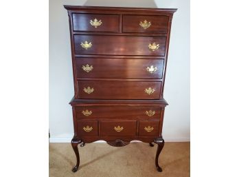 20th Century Chippendale-style Mahogany Chest On Chest Highboy With 9 Drawers