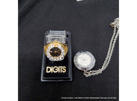 Digits Watch Ring And Vantage Necklace Watch