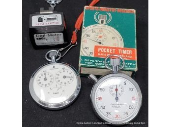 Vintage Pocket Timer In Original Box And Step Counter
