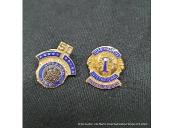 Pair Of 10kt Yellow Gold American Legion And Toastmasters Pins