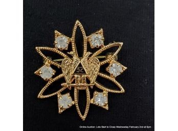 32nd Degree Masons Pin Gold Tone With Clear Stones