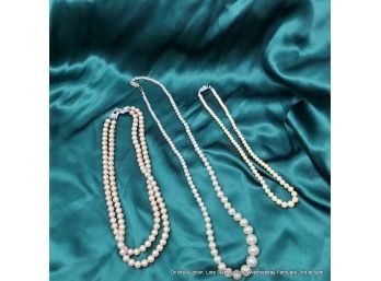 Three Faux Pearl Necklaces