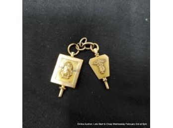 Pair Of Delta Delta Sigma U Of O, 1947 Key/charms 10kt Yellow Gold