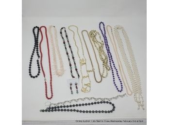 Lot Of Costume Jewelry, Necklaces, Bracelet And Earrings