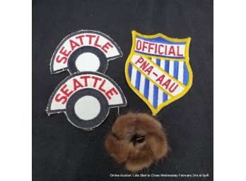 Two Seattle Patches, AAU Patch And Mink Brooch